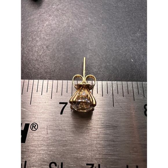 CZ stud earrings in gold over sterling silver - Picture 8 of 11